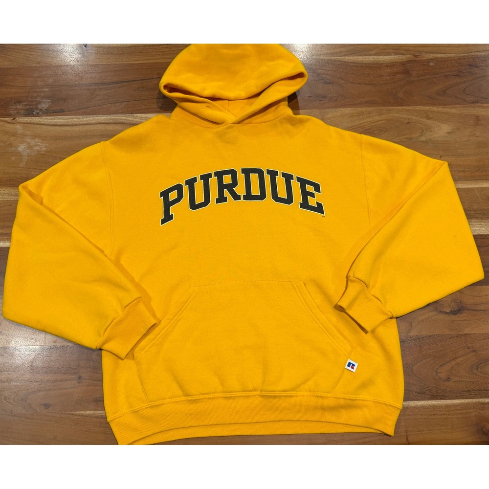 Russell Athletic Purdue University Hoodie Yellow Gold Vintage Mens Medium